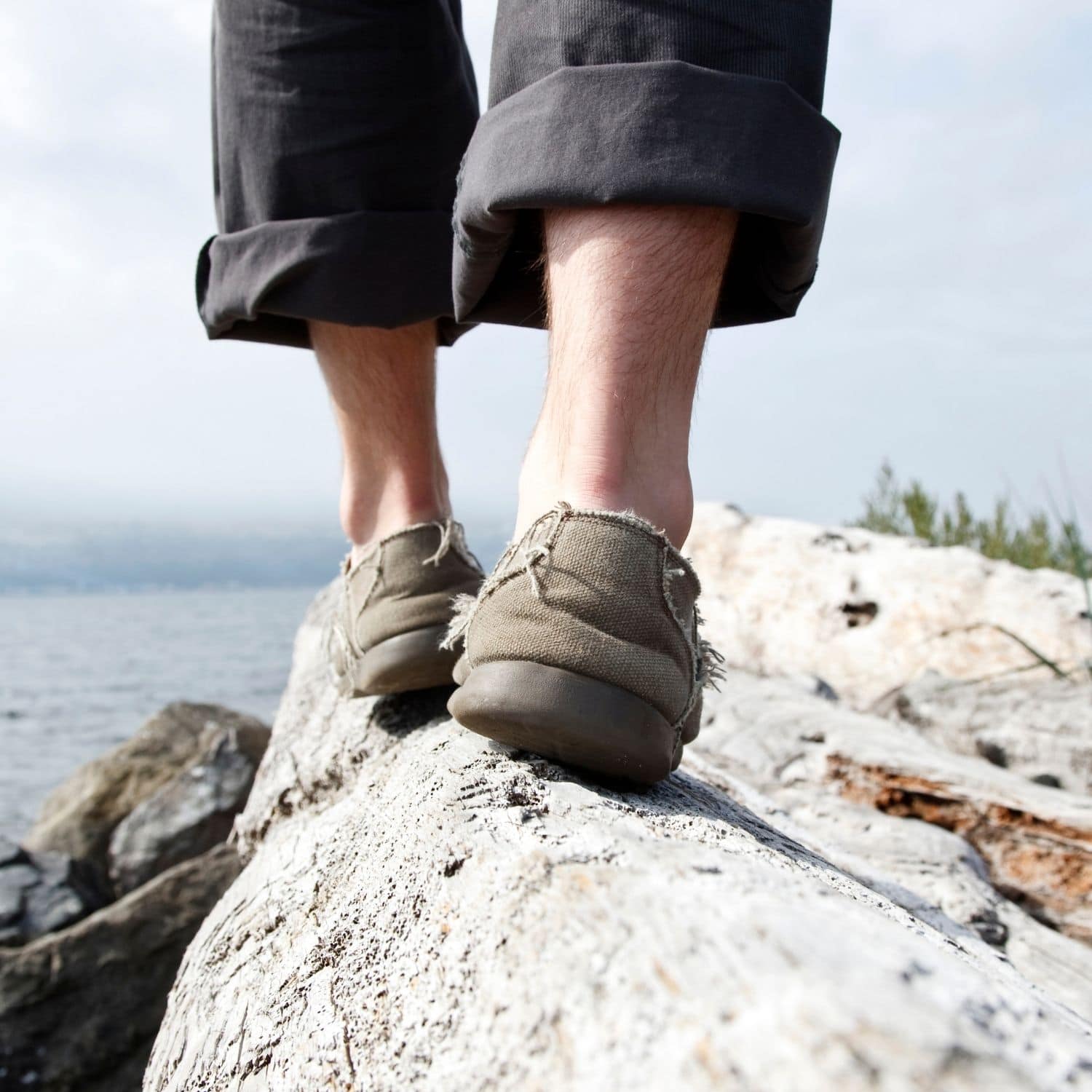 Walking along a rock