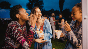 eating chips At the festival