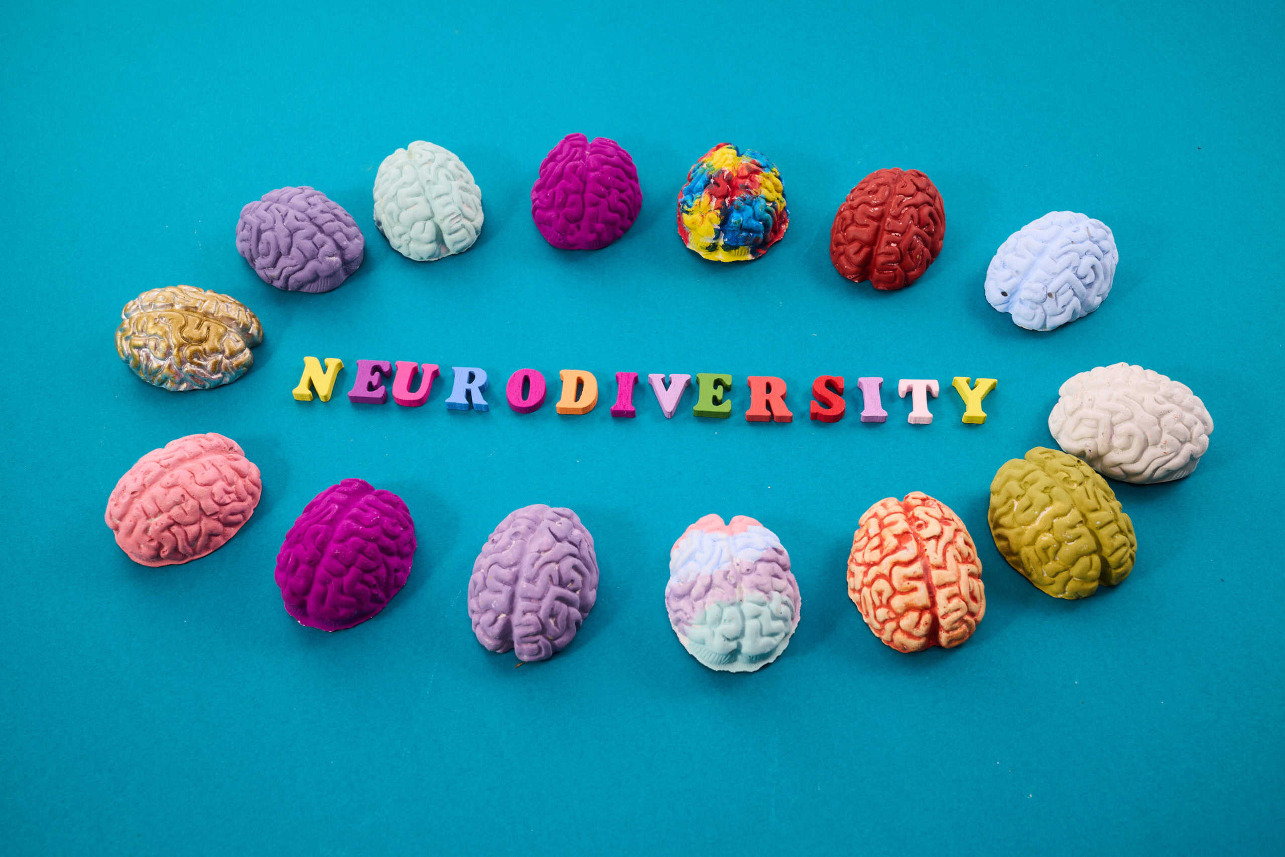 Neurodiversity Concept. Multicolored Figures Of The Brain