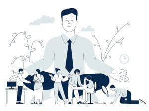 Illustration of a businessman doing meditation. Are you in Wilmington, NC and struggling with stress management? There are ways to reduce your stress symptoms in Asheville, North Carolina. Learn more about what will work for from an online therapist in North Carolina. Call today to start online therapy in North Carolina.